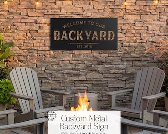 Custom Outdoor Sign Metal Outdoor House Sign Personalized Backyard Family Name Sign Patio Wall Decor Metal Garden Welcome Sign Outdoor Name