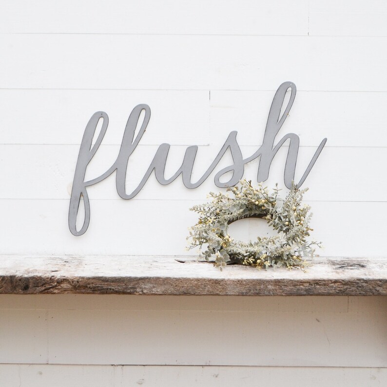 Flush Metal Sign Metal Wall Art Bathroom Wall Decor Etsy