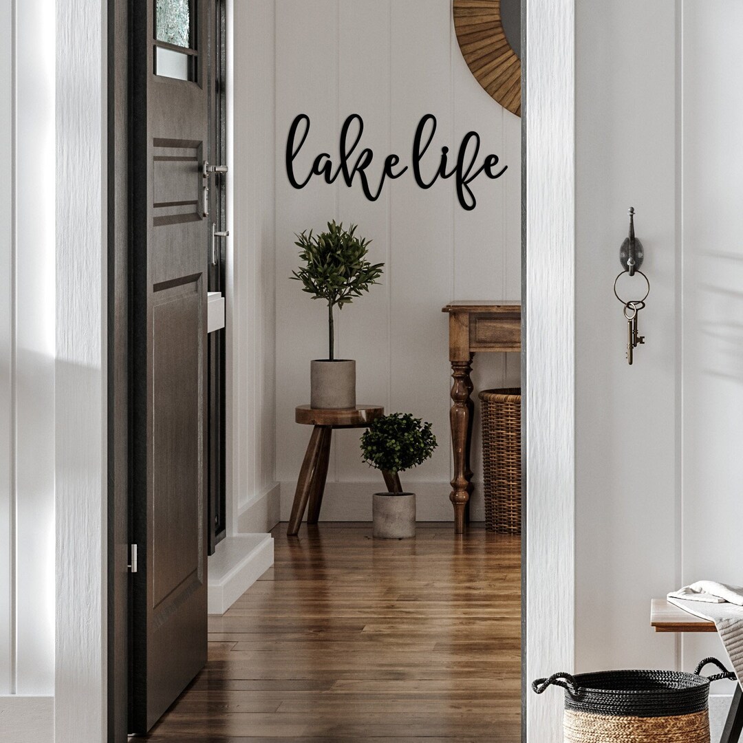 Lake Life Metal Sign 2 Pieces Metal Wall Art Lakehouse Sign Metal Words