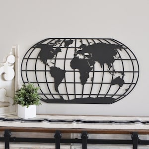 Weltkarte - Metallschild - All Metal Sign - Missions - Welt - Globus - Nordamerika - Europa - Afrika - Großbritannien - Metallkarte - Welt -