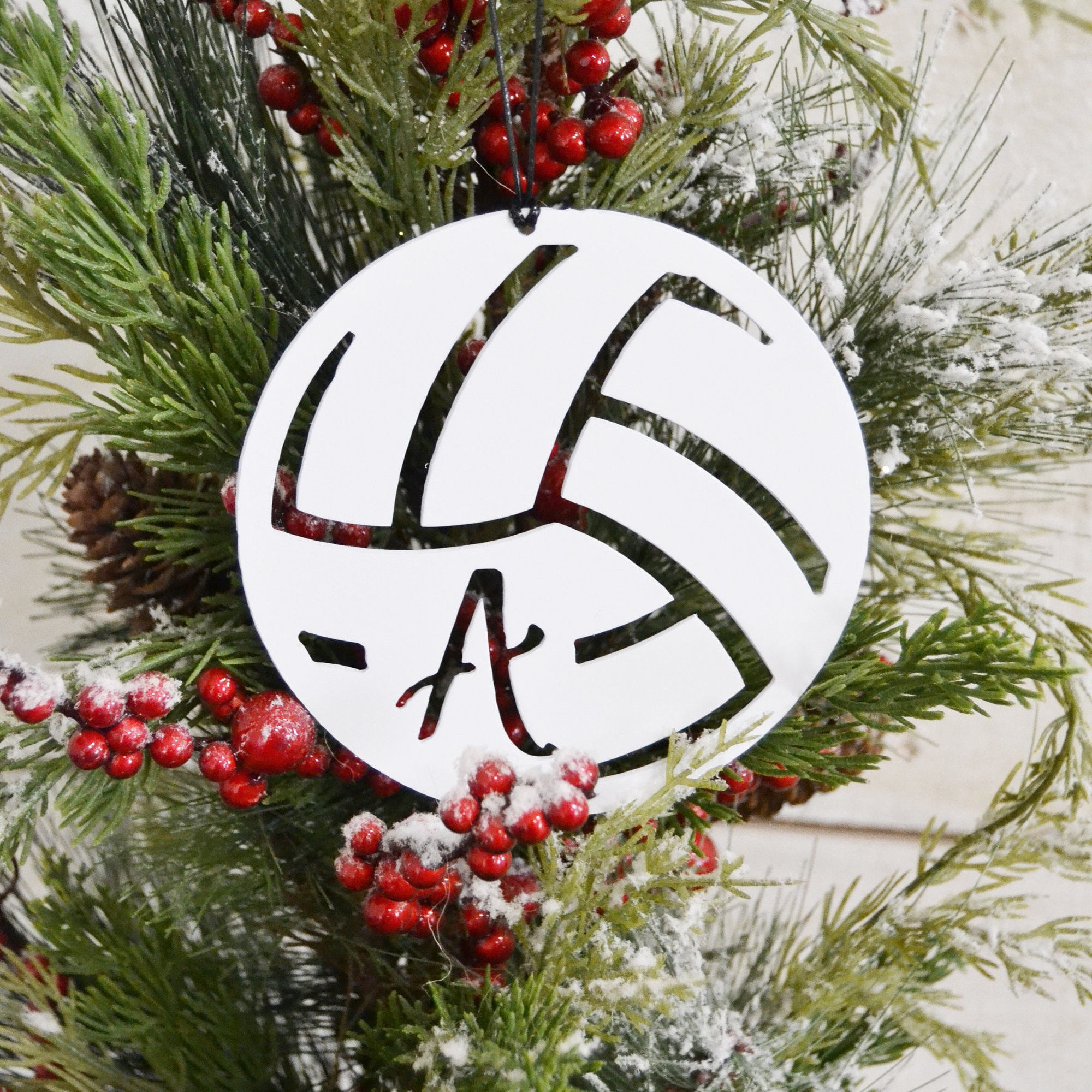 Volleyball Metal Ornament Christmas Tree Decor Volleyball Etsy