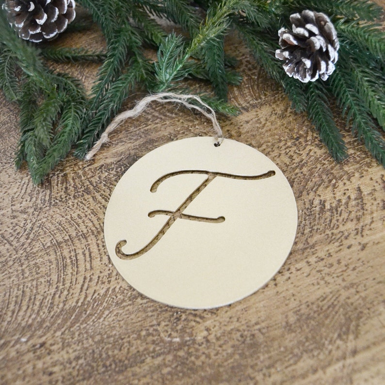Initial Metal Ornament Christmas Tree Decor Initial Etsy