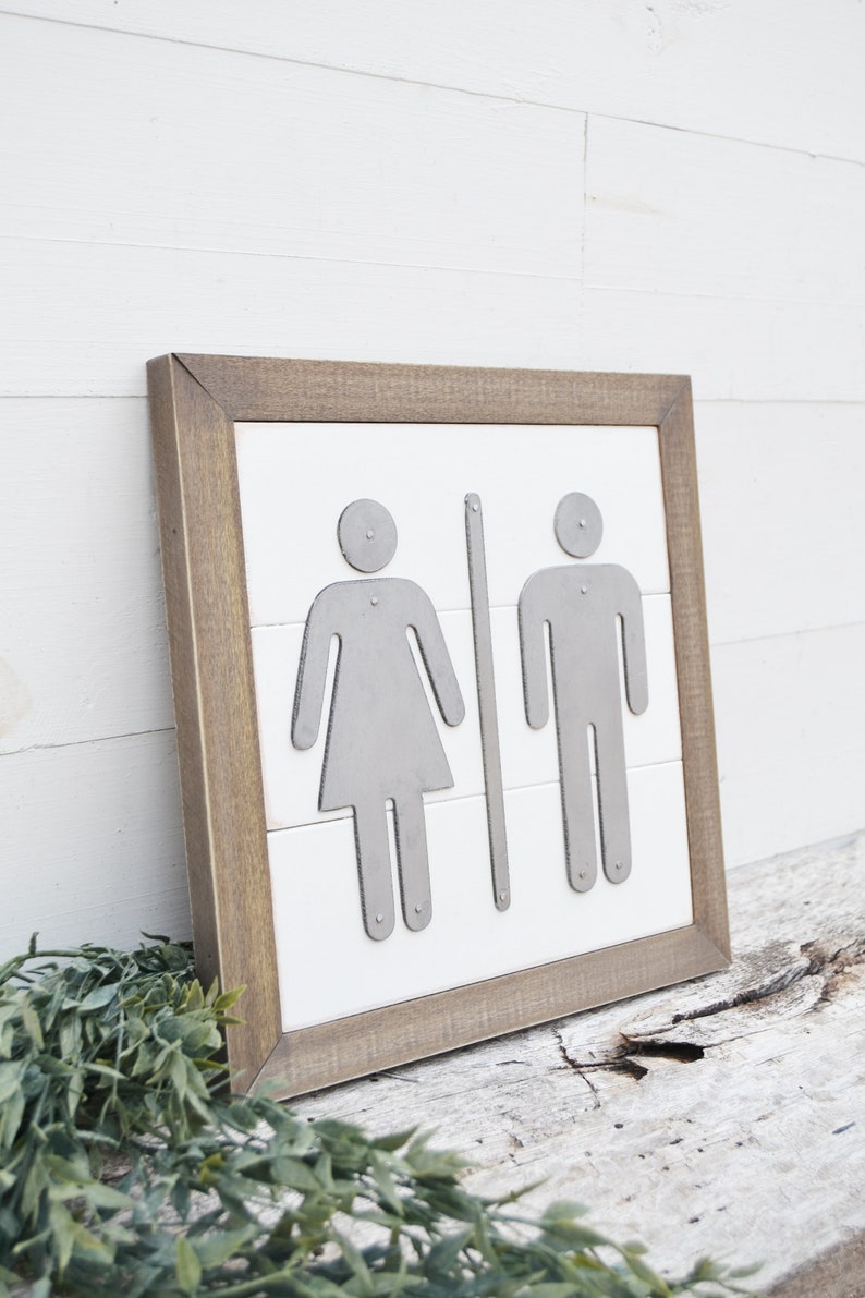 Signo de baño Boy Girl Bathroom Sign Decoración del baño Etsy