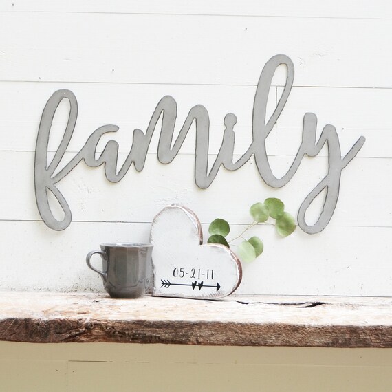 Family Metal Sign Metal Wall Art Family Sign Metal Words Etsy