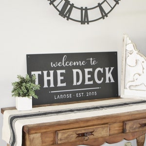 Welcome to The Deck  Custom Metal Sign  Established  Personalized Metal Sign  Welcome Sign  Porch Sign - Backyard Sign -Simply Inspired