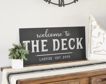 Welcome to The Deck - Custom Metal Sign - Established - Personalized Metal Sign - Welcome Sign - Porch Sign - Backyard Sign -Simply Inspired