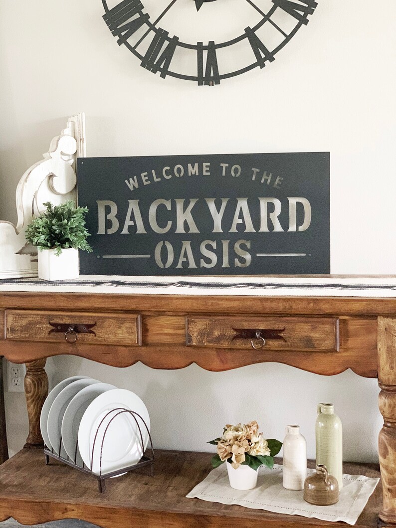 Backyard Oasis Backyard Memories Metal Sign Outdoor Etsy