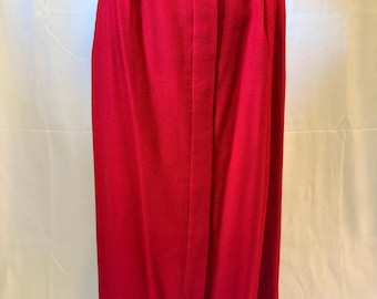Vintage wollen Christian Dior-rok rood jaren 80 | Hoog getailleerde kokerrok designer Dior scheidt | Klassieke getailleerde midirok