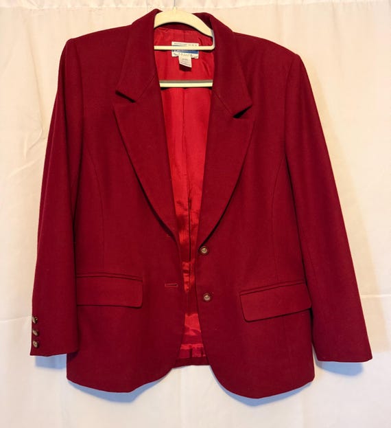 Red Petite Pendleton Wool Blazer – Size 10 - image 1