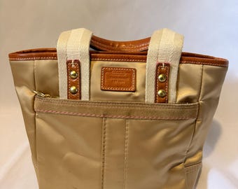 Vintage Coach Y2K 00s Black Signature East West Canvas & Leather