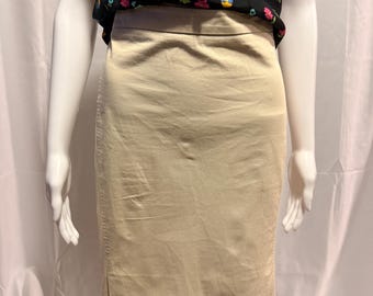 Falda lápiz Stefanel, color beige, algodón elástico, falda midi, diseñador italiano, falda de oficina, estilo minimalista Y2K, talla 6