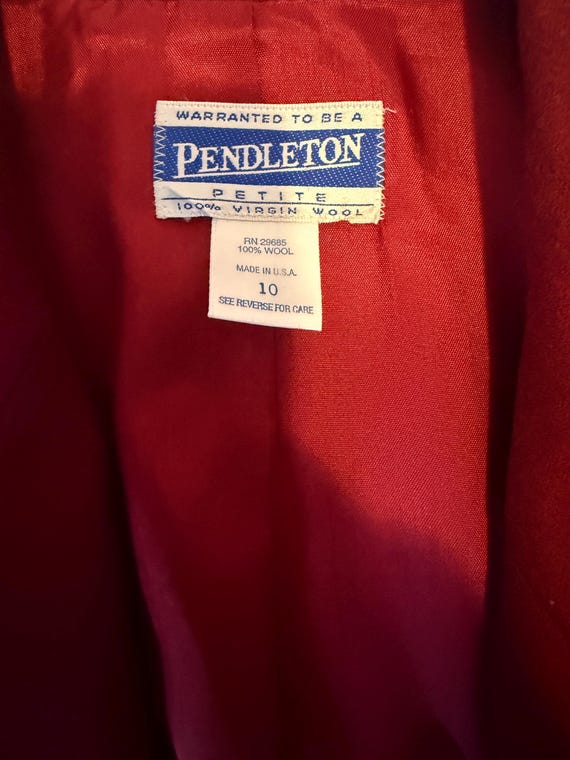 Red Petite Pendleton Wool Blazer – Size 10 - image 3