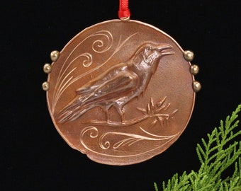 Raven Copper Ornament, Handmade by Arizona Metalsmith, Monte Voepel