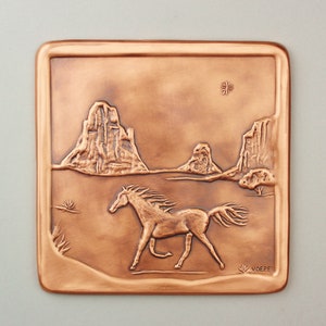 Horse Tile, &quot;Mustang and the North Star&quot;, 6&quot; x 6&quot; x 1/4&quot;,  HNST66