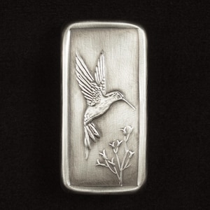 Hummingbird Cabinet Pull, Nickel Silver, Facing Right, 1.5" x 3".