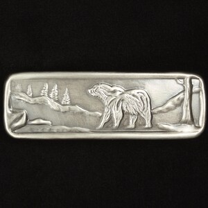 Bear Drawer Pull, 1.5"x 4.5", Nickel Silver, 3" Center To Center Mounts.