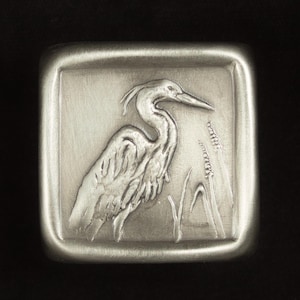 Heron Knob, Nickel Silver, Facing Right, 1.5"x 1.5"