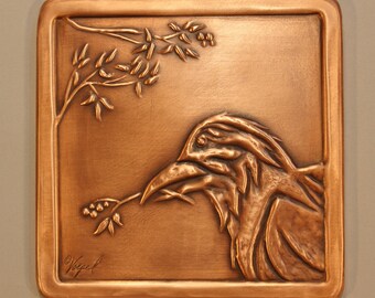 Raven Tile, 6" x 6" x 1/4", Copper, Personalization Available.