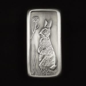Rabbit Cabinet Pull, Nickel/Silver, Facing Left, 1.5" x 3".