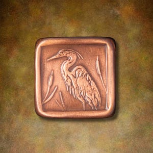 Heron Knob, Facing Left, 1.5" x 1.5". Copper