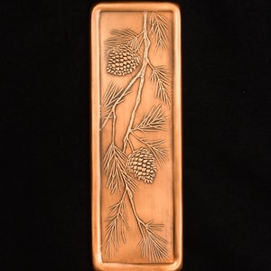 Pinecone Tile, Handmade, Copper, 3" x 9" x 1/4".  PCT39