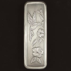 Tall Cabinet Pull, Hummingbird Facing Right, Nickel/Silver, 1.5"x 4.5", 3" Center to Center Mounts