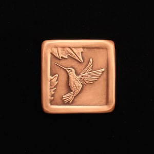 Hummingbird Tile, Facing Left, 3&quot; x 3&quot; x 1/4&quot;, Copper.  HBTL33