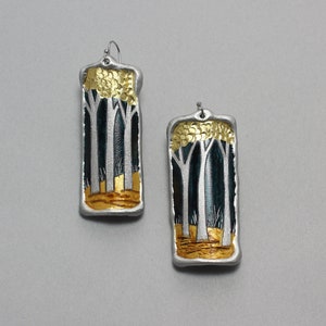 Moonlit Forest Trees Earrings, Handmade by Metal Artist, Monte Voepel