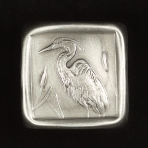 Heron Knob, Nickel Silver, Facing Left, 1.5" x 1.5"