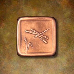 Dragonfly Knob with Cattails, 1.5" x 1.5"