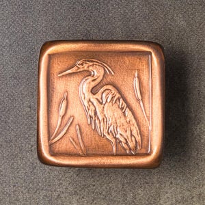 Heron Knob, Facing Left, 1.5" x 1.5". Copper