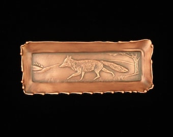 Fox Mini Tile/Tray, 2" x 5", Copper, Personalization Available.