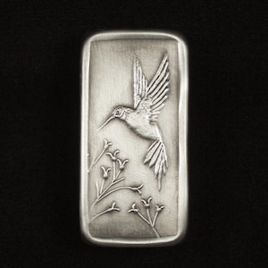Hummingbird Cabinet Pull, Nickel Silver, Facing Left, 1.5" x 3".