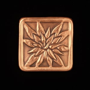 Copper Agave Flower Tile, 3" x 3" x 1/4.  Personalization Available.