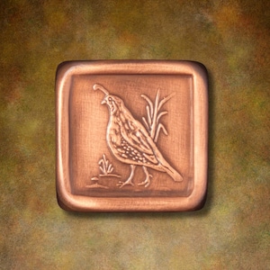 Quail Cabinet Knob, Facing Left, 1.5" x 1.5", Copper.