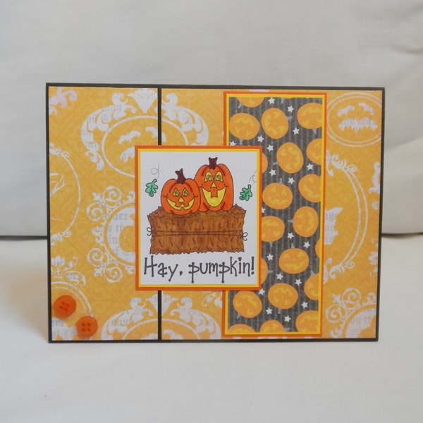 Halloween Card, Paper Handmade Greeting Card, Happy Halloween, Card Shop, Spooky, Pumpkins, Seasonal Card, Fall, Autumn Card, Black,Orange