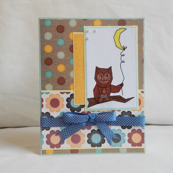 Owl Card, Paper Handmade Greeting Card, Blank Card, Just Because Card, Card Shop, Animal Card, Night Owl, All Ocassion, For Him, For Her