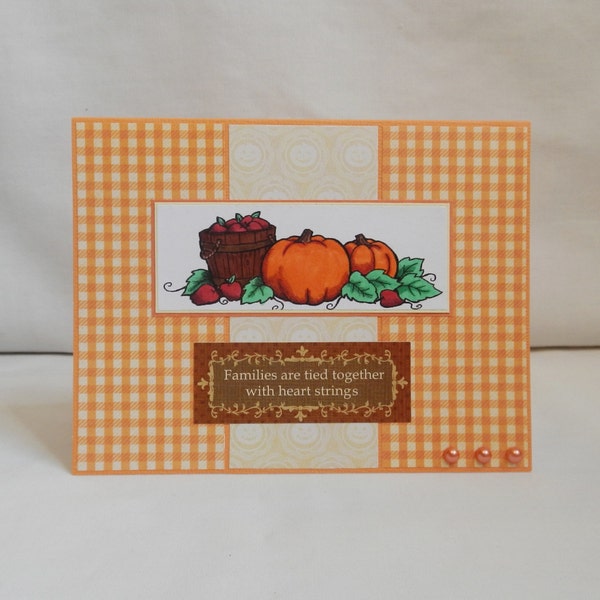 Thanksgiving Card, Paper Handmade Greeting Card, Autumn, Seasonal, Fall, Happy Thanksgiving, Blank Card, Card Shop, Thankful, Family, Orange