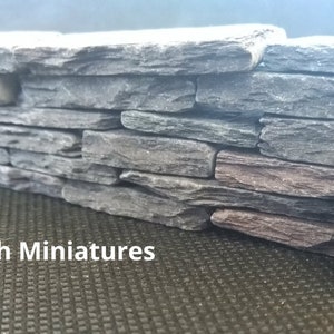Real slate miniature dry stone wall, 45+ pieces, dolls house, dolls house garden, Model railways, terrain, battlefield, Mosaic, model making