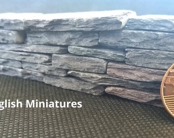 Real slate miniature dry stone wall, 45+ pieces, dolls house, dolls house garden, Model railways, terrain, battlefield, Mosaic, model making