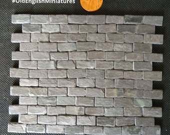 Real miniature vintage slate brick slips, cobbles over 100 years old, 100 pieces, dolls house, fairy house, model making, Mosaics, Art