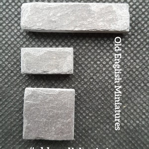 Real miniature vintage rustic slate slips for doll house flooring and walls or any miniature building projects like model making architectural models, model castle,  hand crafted and hand split using traditional age old methods by Old English Miniatures from reclaimed vintage slate over 100years old, available from my Etsy store