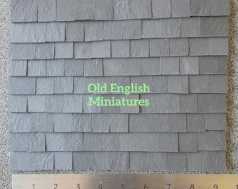 100 Real miniature roofing slates, (straight edge design) hand crafted and Hand split, including slate tile and halves, doll house roof