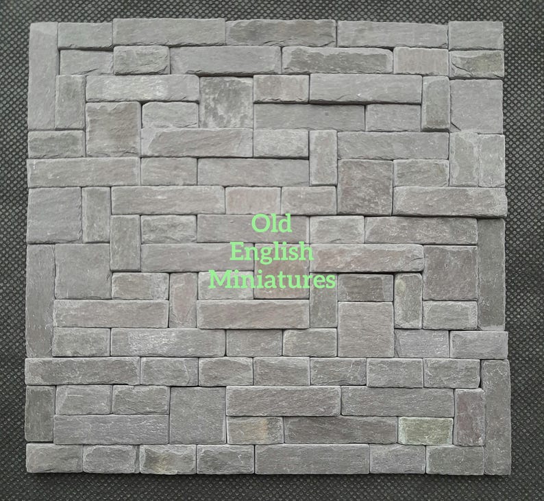 Real miniature vintage rustic slate slips for doll house flooring and walls or any miniature building projects like model making architectural models, model castle,  hand crafted and hand split using traditional age old methods by Old English Miniatures from reclaimed vintage slate over 100years old, available from my Etsy store