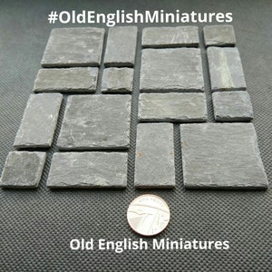Real slate miniature flagstones, over 80 years old for dolls house floors, model railways, battlefields,war games,mosaic, wall art, crafts