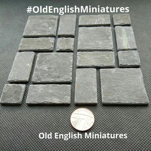 Real slate miniature flagstones, over 80 years old for doll house floors, model railways, model castle, dioramas, Art and crafts, Miniatures