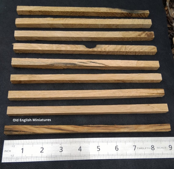 Dolls house miniature real solid vintage oak rough sawn beams and posts, 9 pieces, 9" inch long,dolls farmhouse, model making, Art and craft