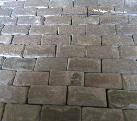 Real miniature vintage slate brick slips, cobbles over 100 years old, 100 pieces, dolls house, fairy house, model making, Mosaics, Art