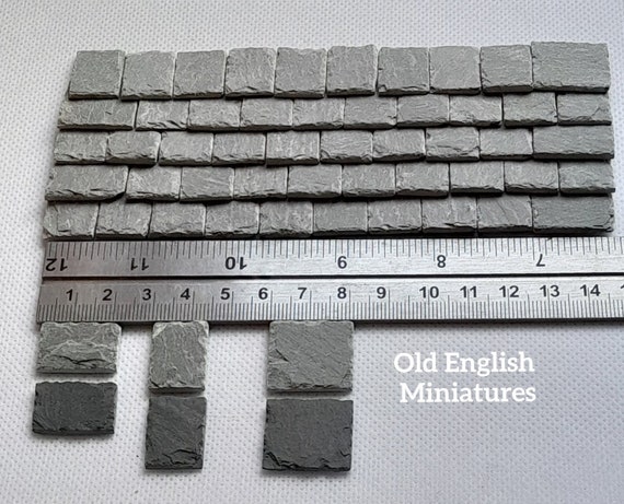 50 Real miniature tiny roofing slates,Green, hand crafted, Hand split and Hand feathered edge, colour,dolls house, fairy houses, bird house,