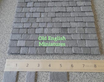 100 Real miniature  roofing slates, hand crafted, Hand split and Hand feathered edge, grey colour,dolls house, fairy houses, bird house, Art